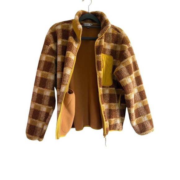 JW Anderson x Uniqlo Collab Yellow Brown Plaid Womens Fleece Jacket Extra Small - Picture 5 of 8